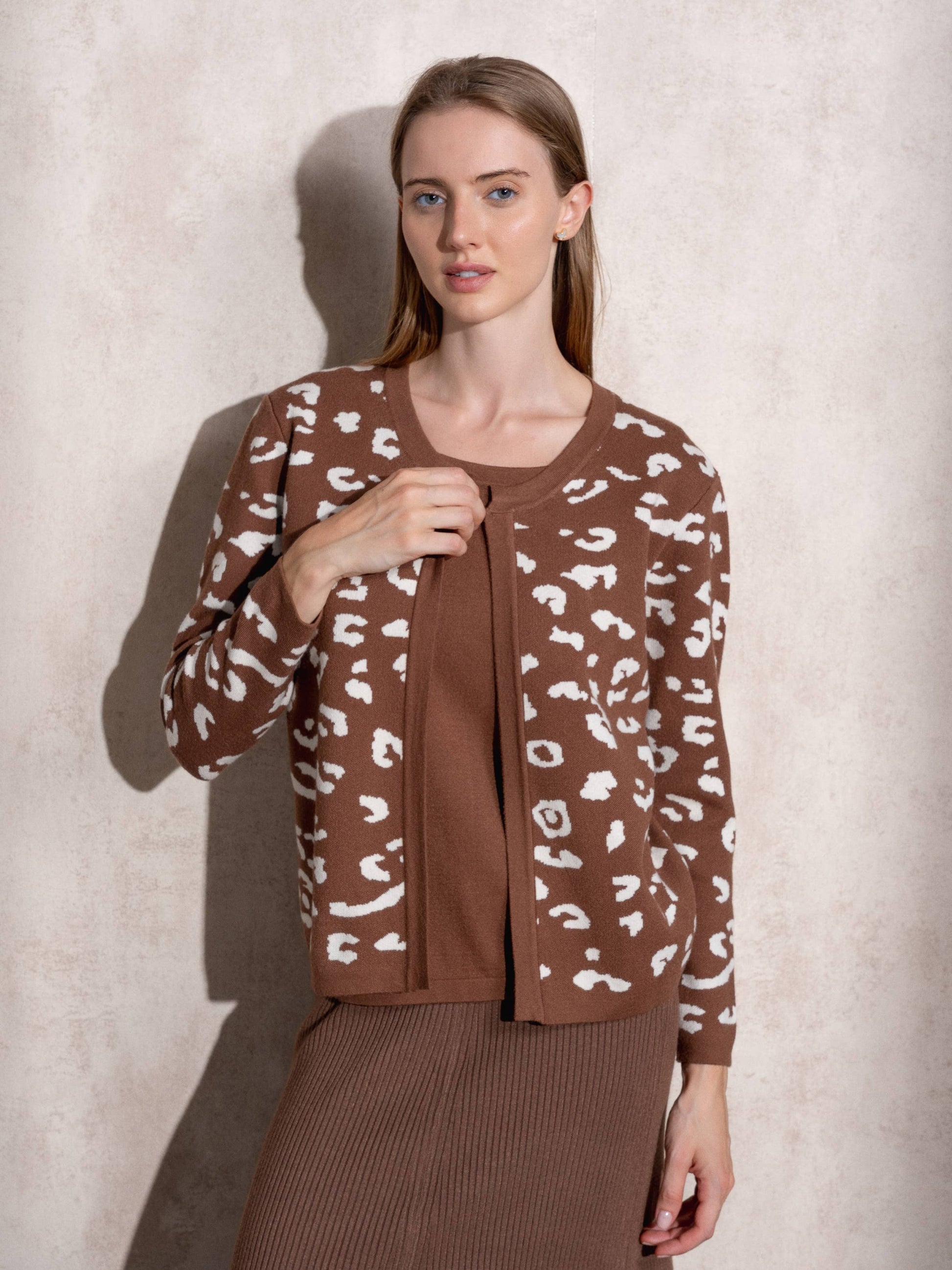 Cardigan jacquard animalier da donna