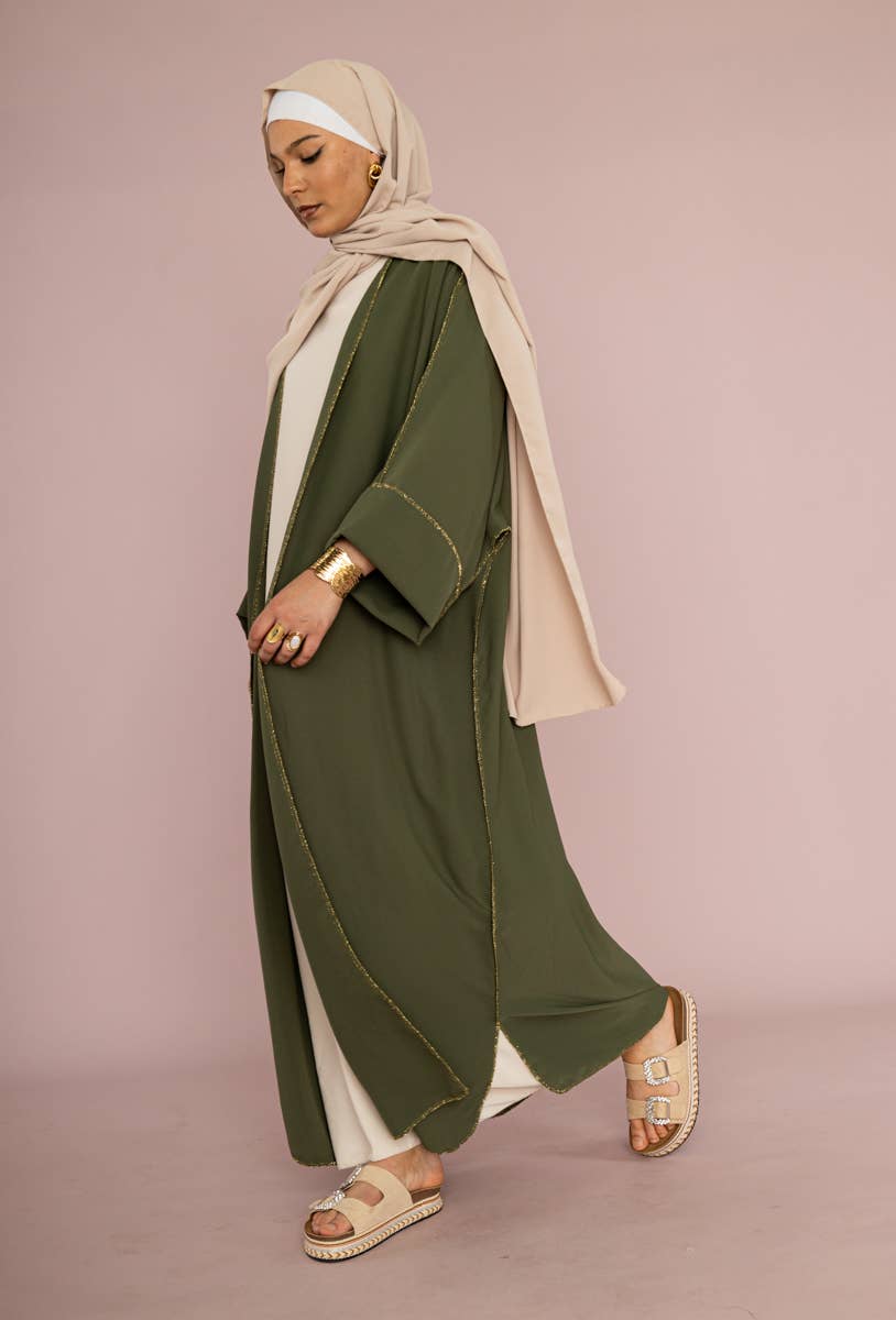 Kimono estivo midi in cotone con maniche a 3/4