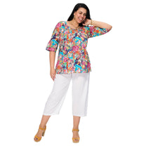 Camicetta estiva floreale multicolore con maniche 3/4
