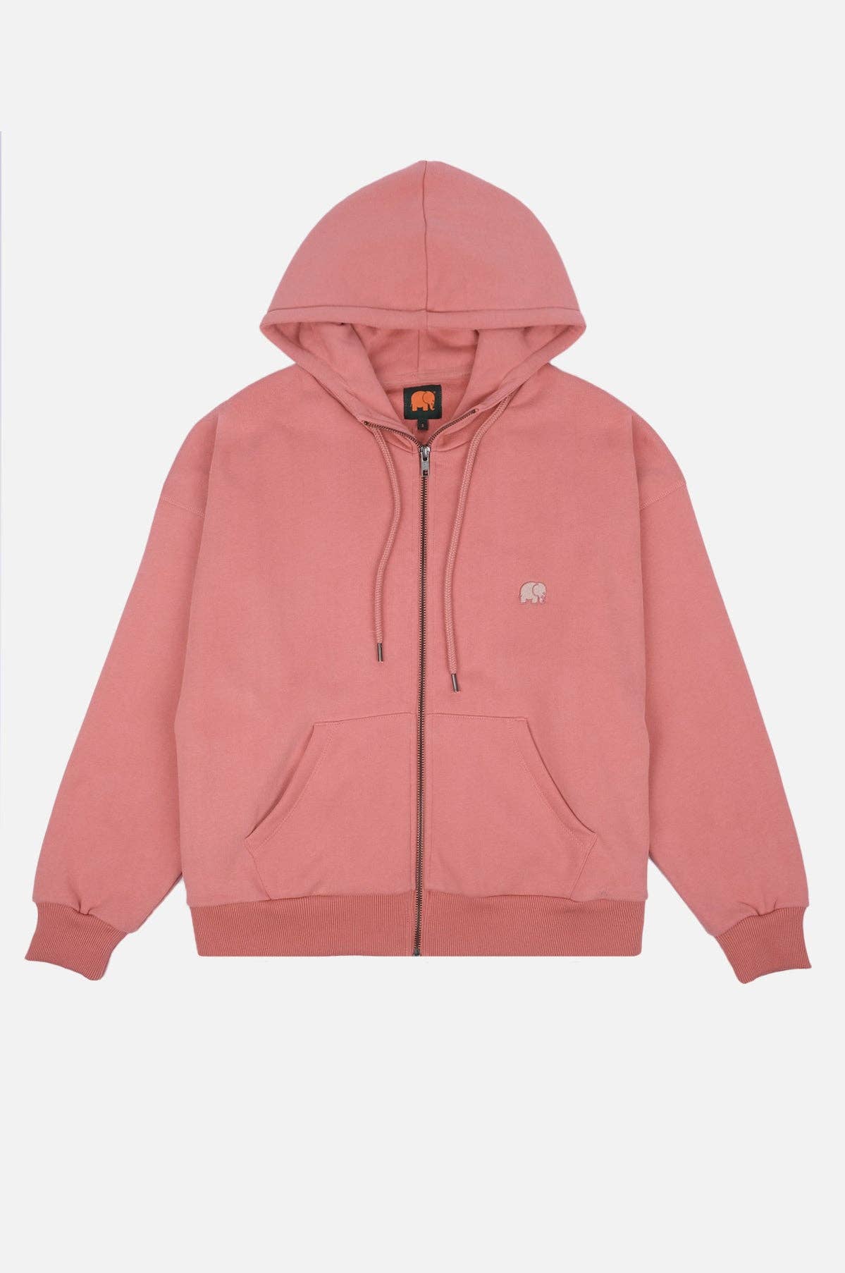 Felpa oversize con cappuccio e zip in cotone biologico rosa