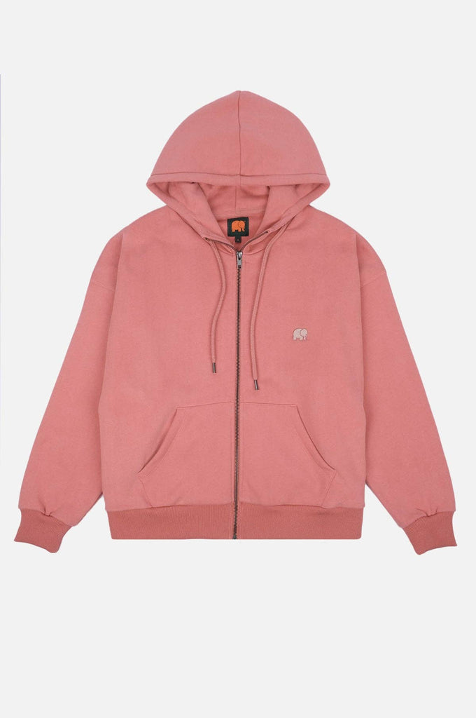Felpa oversize con cappuccio e zip in cotone biologico rosa