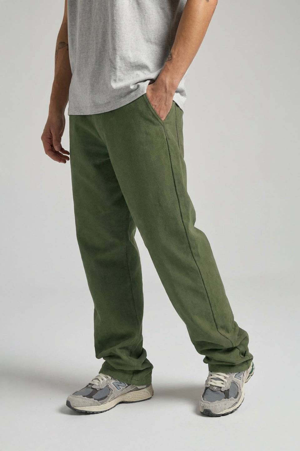 Pantaloni workwear verdi da uomo in twill di cotone