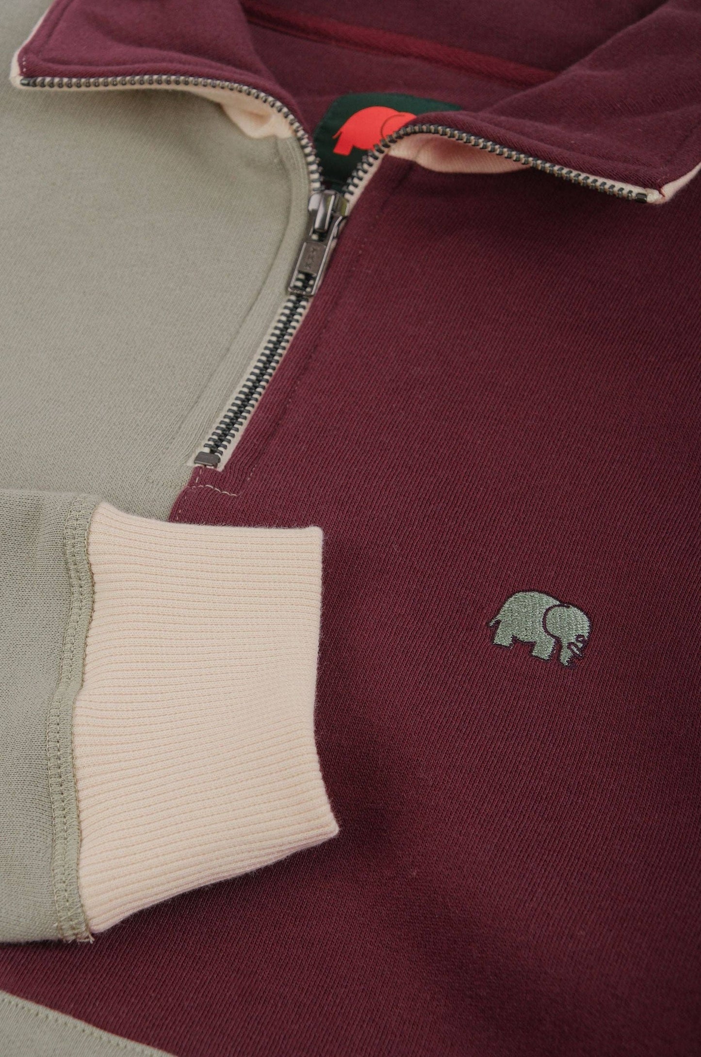 Maglione uomo color block con zip a un quarto