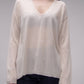 Maxi Maglia Scollo a V con Spacco Laterale in Maglia 3D