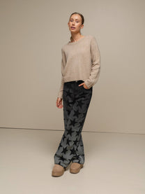 Maglione crop da donna in maglia morbida girocollo