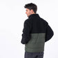 Giacca sherpa bicolore nera e verde