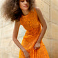 Abito midi in pizzo arancione Loki