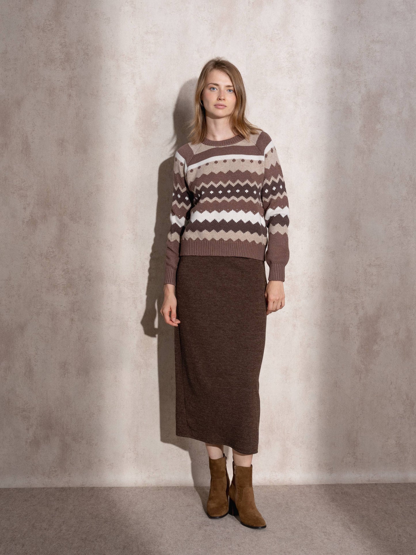 Maglione jacquard a righe multicolor