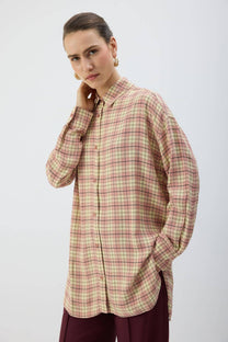 Camicia a quadri oversize in viscosa