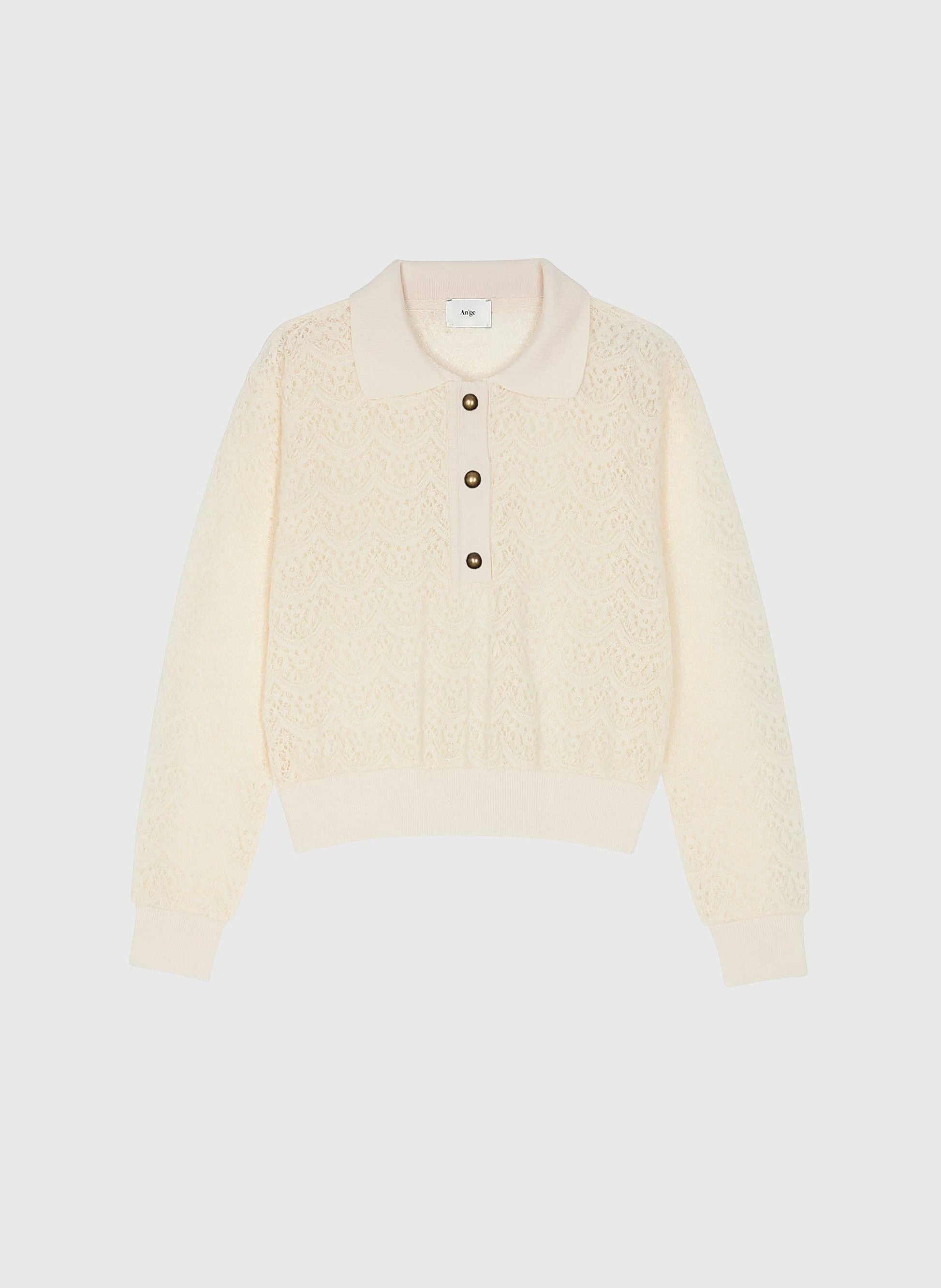 Polo in pizzo écru Aloüni