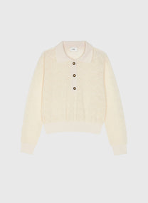 Polo in pizzo écru Aloüni