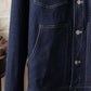 Giacca trucker in denim scuro con colletto a contrasto