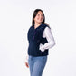 Gilet sherpa donna con zip blu navy