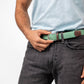Cintura elastica intrecciata verde acqua con dettagli in pelle