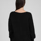 Maglione nero oversize girocollo in maglia calda