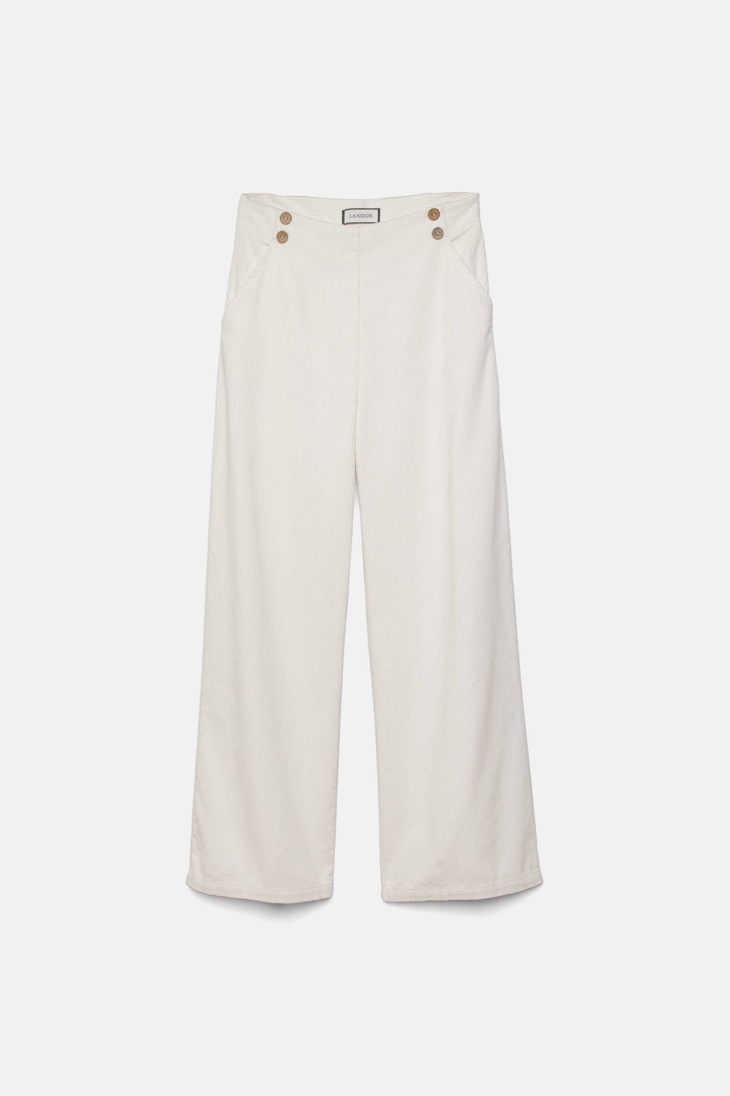 Pantaloni ampi in velluto a coste con bottoni in legno