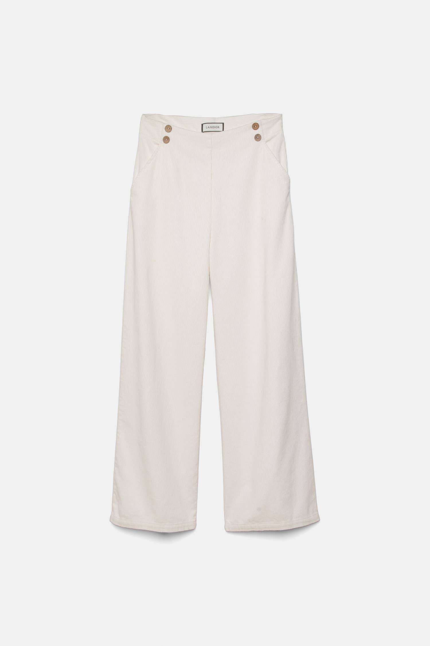 Pantaloni ampi in velluto a coste con bottoni in legno