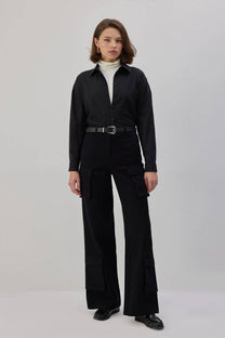 Pantaloni cargo in gabardine neri