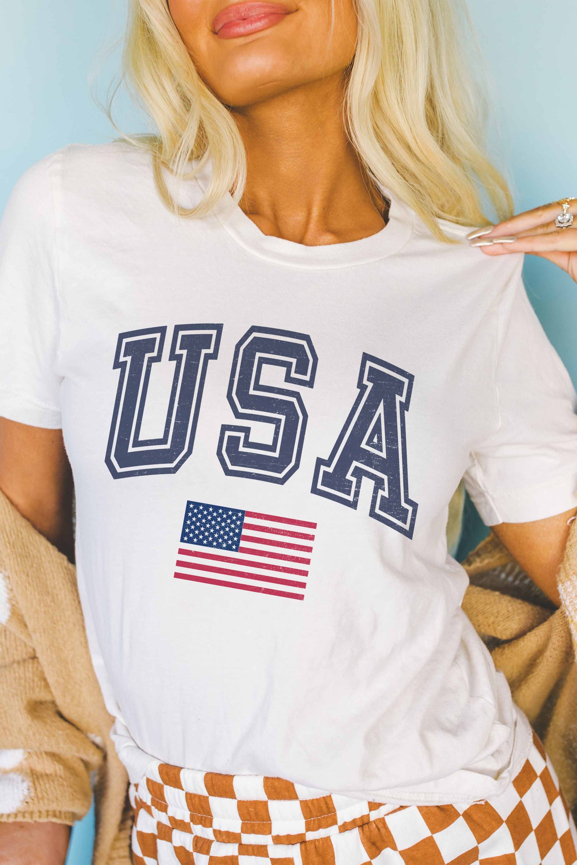 T-shirt grafica USA in cotone morbido