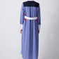Abito camicia lungo color block in misto cotone