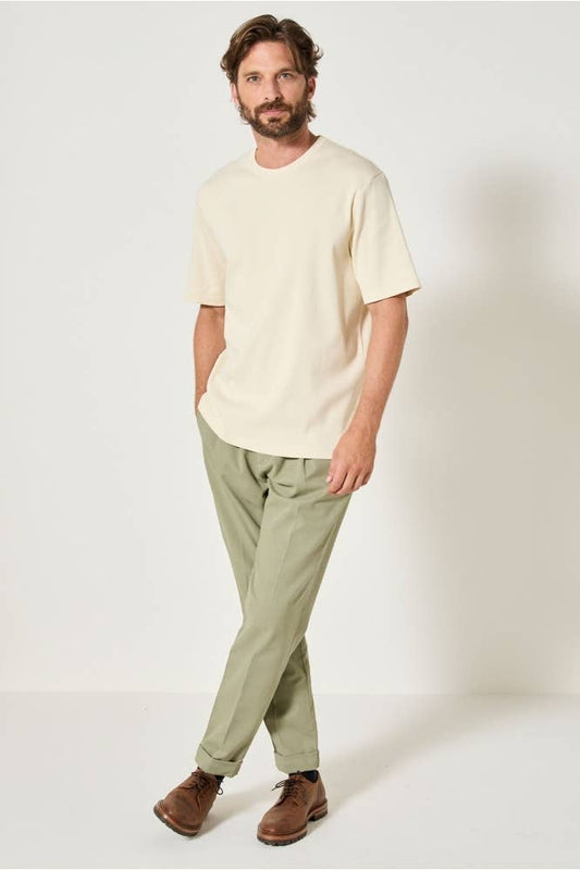 T-shirt a costine oversize in cotone organico con logo ricamato