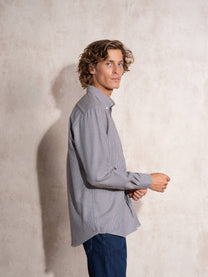 Camicia da uomo in cotone misto a microquadri