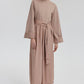 Tuta beige a gamba larga con cintura in misto cotone