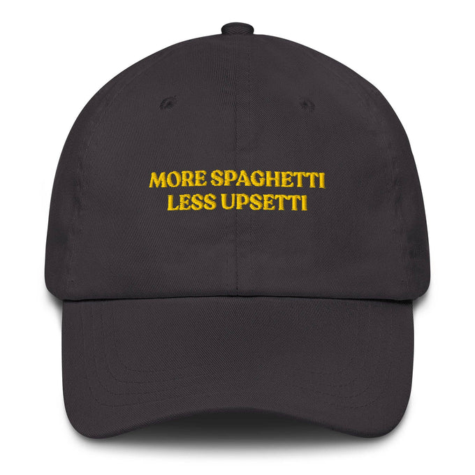 Cappellino da baseball ricamato “More Spaghetti Less Upsetti”