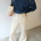 Camicia in cotone effetto denim ricamata