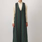 Abito lungo smanicato in tweed con scollo a V