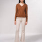 Maglione cache-cœur in maglia fine con perle