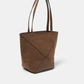 Borsa shopper in feltro con inserti effetto pelle