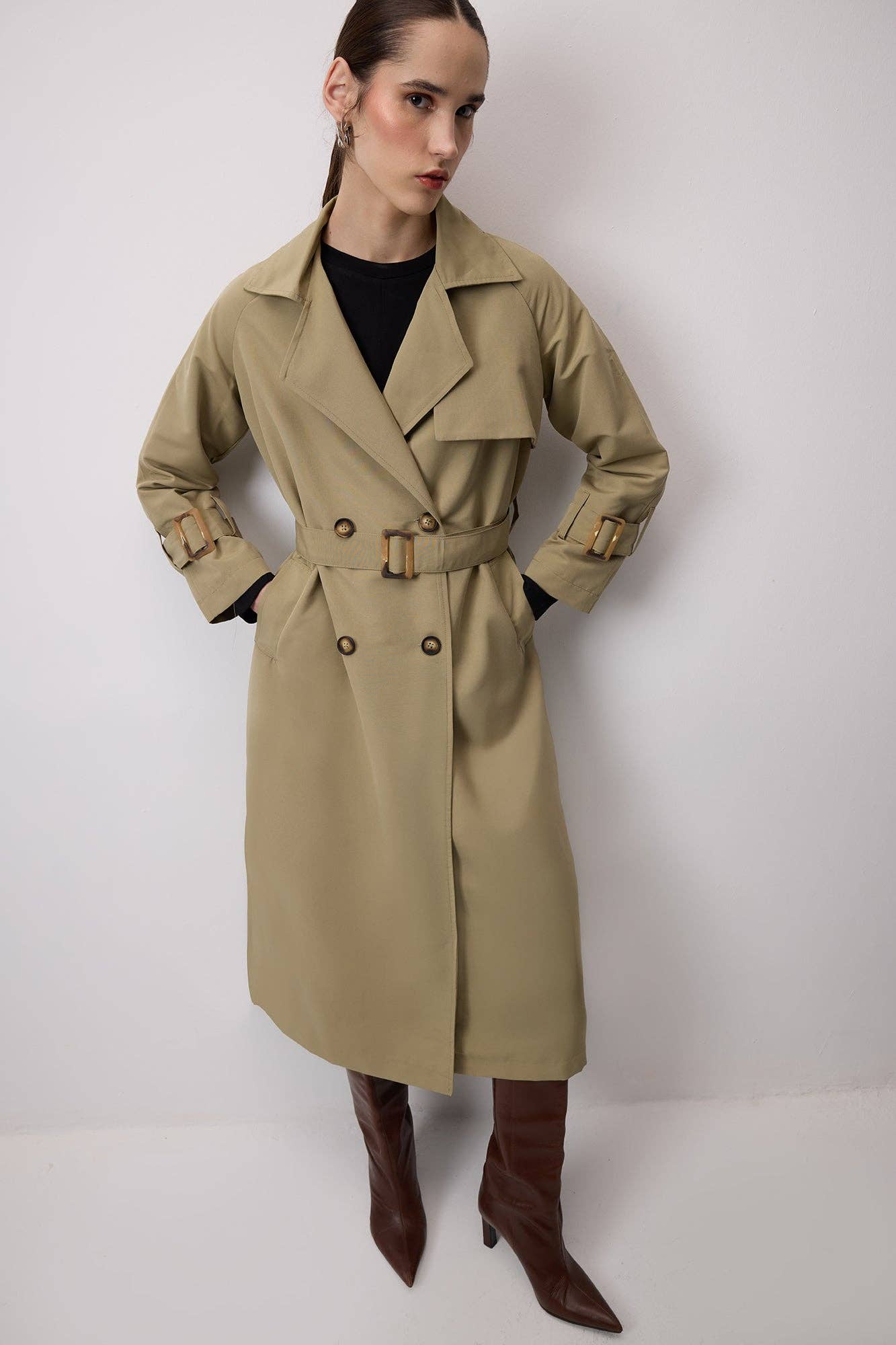 Trench Coat Lungo Maxi con Cintura