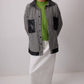 Camicia overshirt pied-de-poule con dettagli effetto pelle