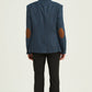 Blazer uomo blu marino slim fit con toppe ai gomiti