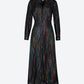 Abito lungo nero Ozane con righe multicolor effetto lurex