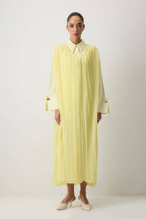 Abito lungo in chiffon plissé