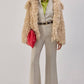 Cappotto corto in eco pelliccia beige