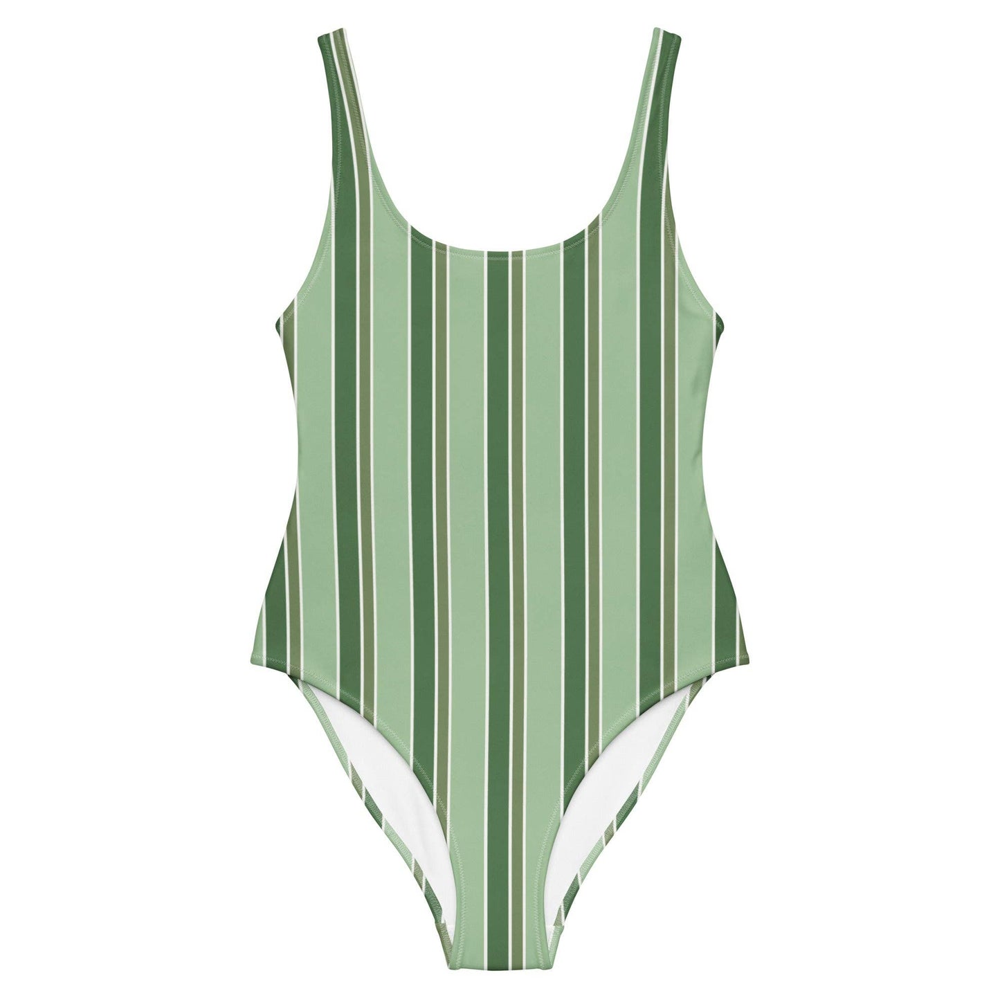 Costume intero a righe verde oliva