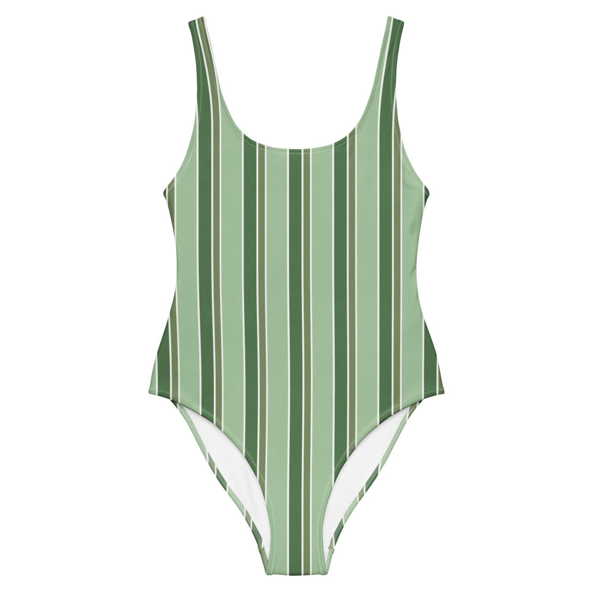 Costume intero a righe verde oliva