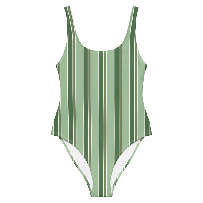 Costume intero a righe verde oliva