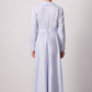 Abito camicia maxi azzurro con cintura e colletto con zip
