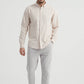 Camicia Oxford a Righe Beige e Bianco