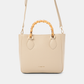 Borsa shopper in ecopelle con manici effetto bambù