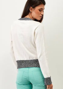Maglia in cotone con paillettes e scritta