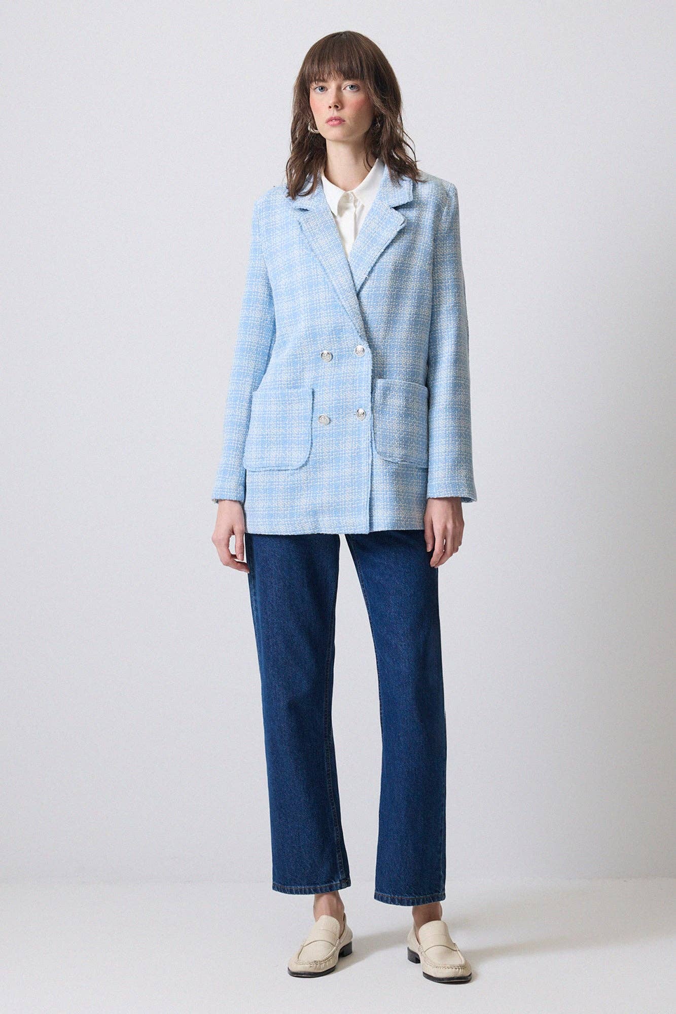 Blazer in tweed con cintura