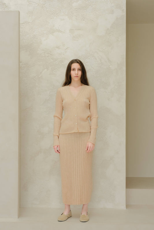 Cardigan scollo a V in lana merino extrafine