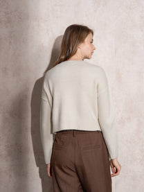 Maglia girocollo cropped in maglia morbida