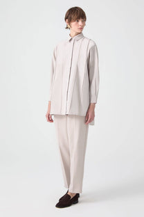 Camicia oversize a costine color pietra