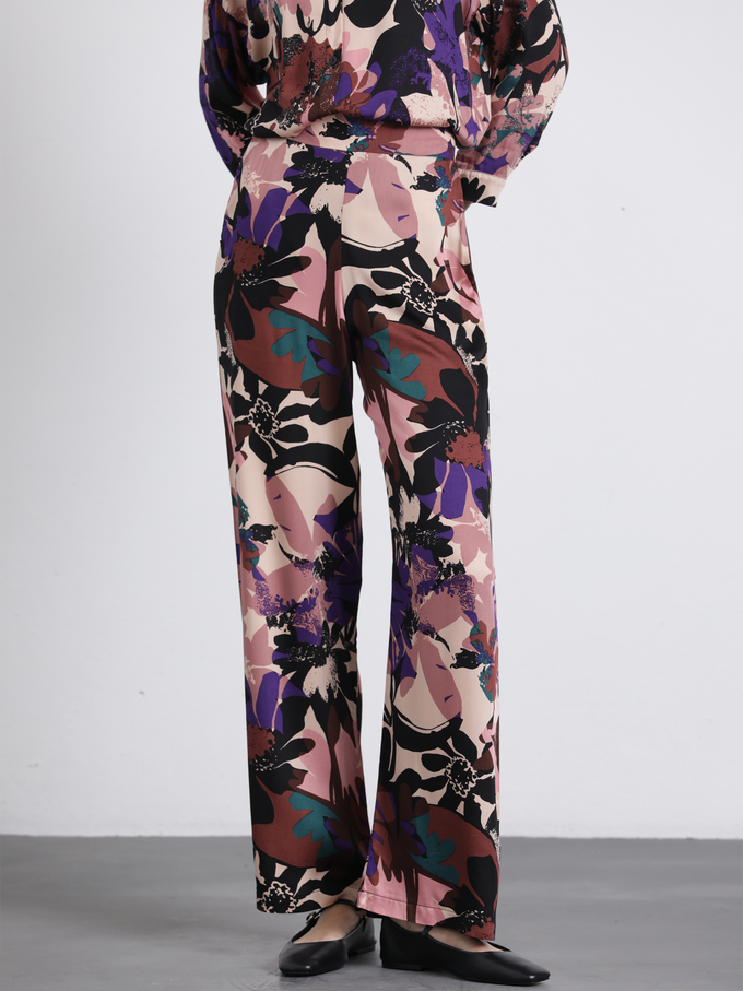Pantaloni a palazzo floreali in viscosa